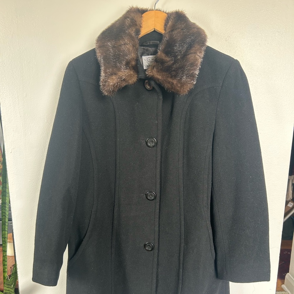 Novelti Laura Petites Black Coat with Removable Faux Fur Collar